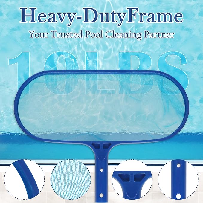 Sunnyglade Swimming Pool Cleaner Supplies/Professional Heavy Duty Pool Leaf Rake Fine Mesh Frame Net/Cleaning Leaf Skim Net (15.5x11in)