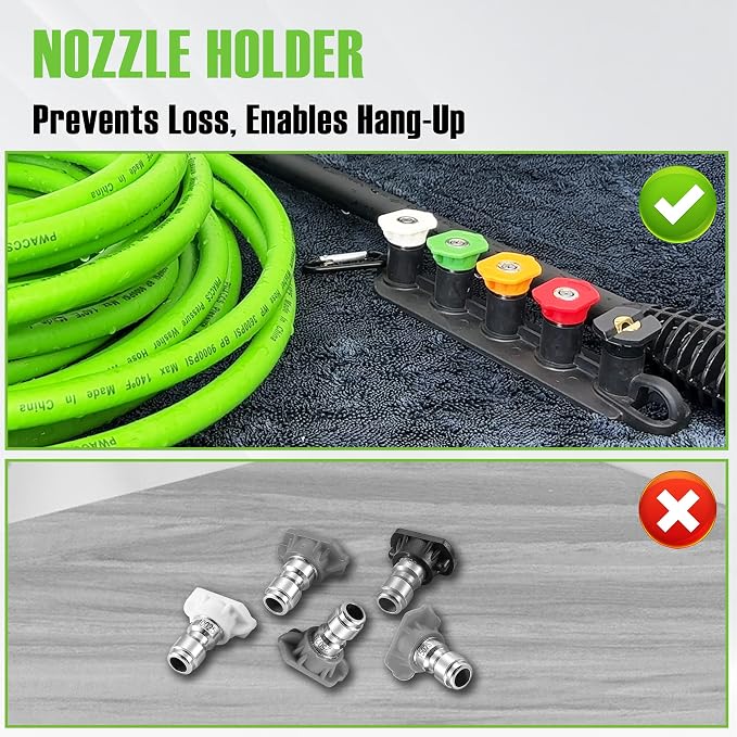 PWACCS Pressure Washer Gun and Hose Kit, 25 FT Power Washer Hose Wand | Replacement Extension Lance Wand, 5 Nozzle Tips with Holder, M22-14 Fitting, Compatible with Ryobi, Green Works & Karcher