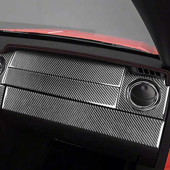 Real Carbon Fiber Trim for Ford Mustang GT Shelby Accessories | for 2005 2006 2007 2008 2009，Center Meter Instrument Central Console Cover Kit，Thick Overlay Sticker Decal，17PCs