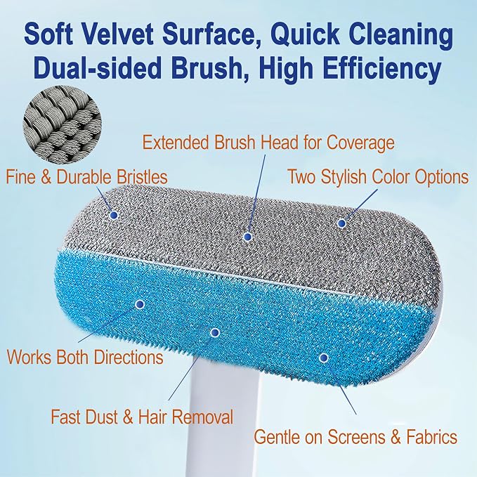 Window Screen Cleaning Brush, 6-in-1 Screen Cleaner Tool Kit with Spray Bottle, Crevice Brush and Microfiber Cloth for Window Tracks and Screens