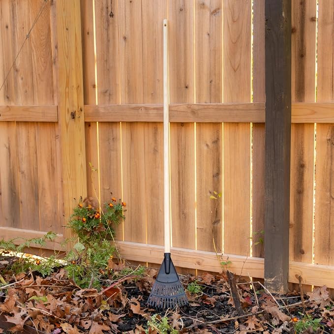 8-inch Wood and Poly Shrub Leaf Rake