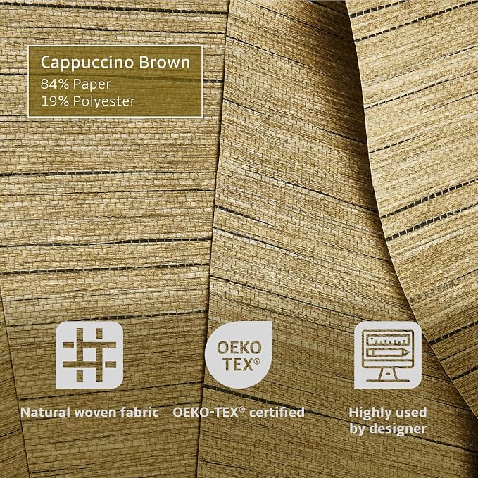 Replacement Fabric Panels for Sliding Glass Door (4-Pack, 23"x96"), Fabric Only, Natural Woven Blind Slats, Trimmable, Sheer, Track & Bottom Rail Not Included,Cappuccino Brown