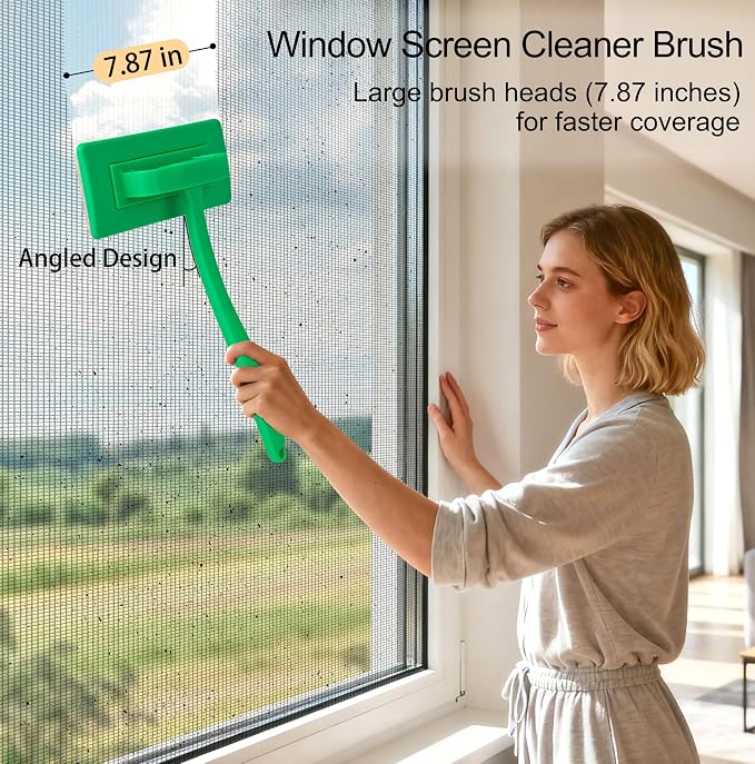 MyLifeUNIT Mesh Screen Cleaner, Detachable Window Screen Cleaning Brush | 2-Pack, 7.87-Inch Wide Brush Heads, Windows Screen Cleaner Washing Tool, Wet and Dry Dual-Use, One Brush Double Sides Clean