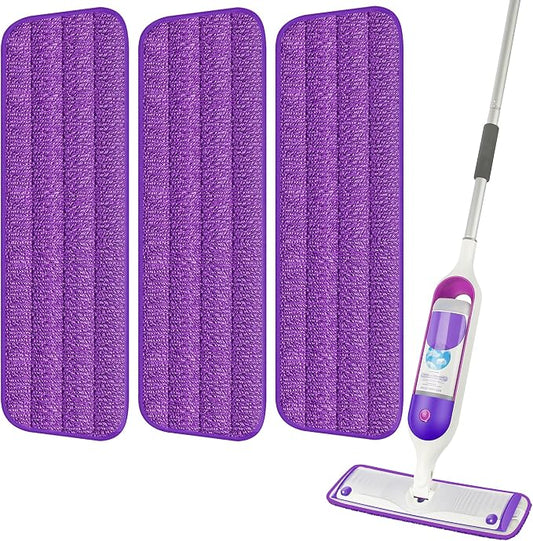 3 Pack Reusable Mop Pads Compatible with Swiffer PowerMop, Wood Floor Pads Microfiber Mop Replacement Refills Machine Washable for All Floor Surfaces