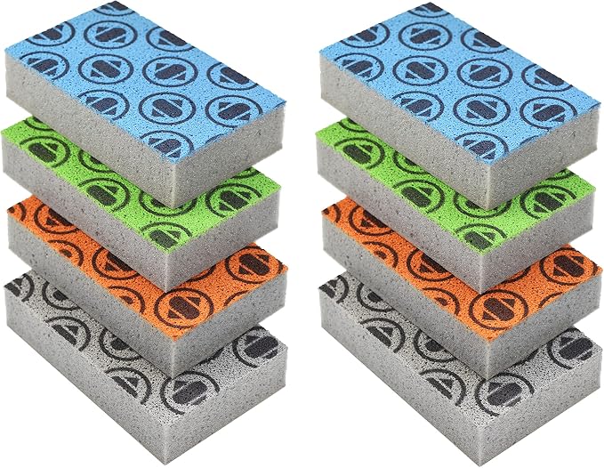 Skura Style Smart Kitchen Dish Sponges (Bulk 8 Pack) | Odor Free Non-Scratch Scrub Pad | Household Cleaning Scrubber for Sink, Counters, Surfaces, Pots, Pans, Dishwashing | Color-Fade Change Indicator