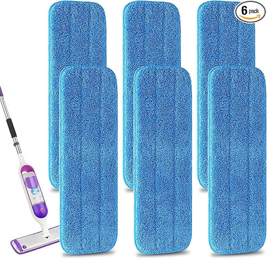Microfiber Replacement Mop Pad, 18" x 6" Wet & Dry Home & Commercial Cleaning Refills, Reusable Floor Mop Pads (6 Pack) Blue | 6 Pack Microfiber Replacement Mop Pad, 18" x 6" Wet & Dry Home & Commercial Cleaning Refills, Reusable Floor Mop Pads Blue