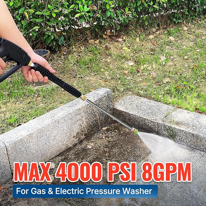 YAMATIC Pressure Washer Gun and Wand with 5 Spray Nozzles, M22-14mm & M22-15mm Fitting Replacement for Ryobi, Karcher, Greenworks, Craftsman, Troy bilt Power Washers, 4000 PSI