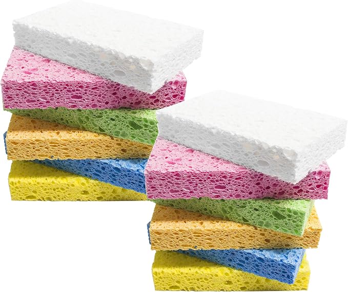 ARCLIBER Kitchen Sponge,Heavy Duty Color Cellulose Sponge,Clean Tough Messes Without Scratching (12 Pack)