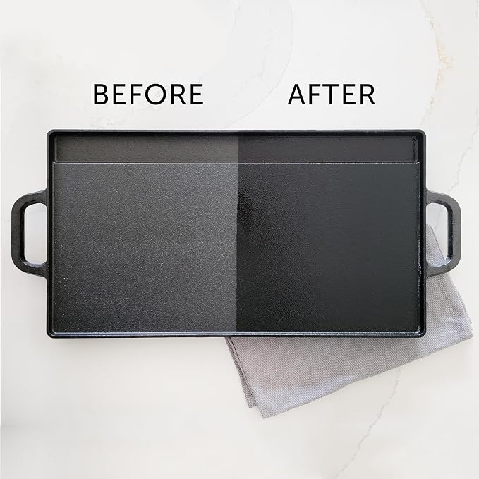 CARON & DOUCET - Cast Iron Cleaning & Conditioning Set: Seasoning Oil & Cleaning Soap | 100% Plant-Based | Best for Washing, Restoring & Seasoning Cast Iron Skillets, Pans & Grills! 8oz Each