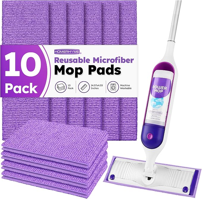 Microfiber Mop Pads for Swiffer PowerMop, Reusable Microfiber Pads Refills for 13 ''-15 '' Spray Mop, Washable Pad Replacements for Multi Surface Wet & Dry Floor Cleaning, 10 Pack
