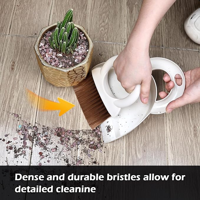 Mini Broom and Dustpan Set,Small Broom and Dustpan Set for Kitchen Countertops, Desks, Keyboard, Camping, Hand Brooms for Car Seats, Pet Litter-White