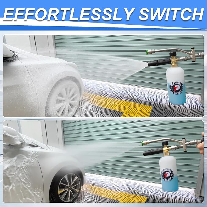 Tool Daily Foam Cannon with Dual Connector Accessory, 1/4" Quick Connect | 5 Pressure Washer Nozzle Tips, Foam Cannon for Pressure Washer, 1 Liter