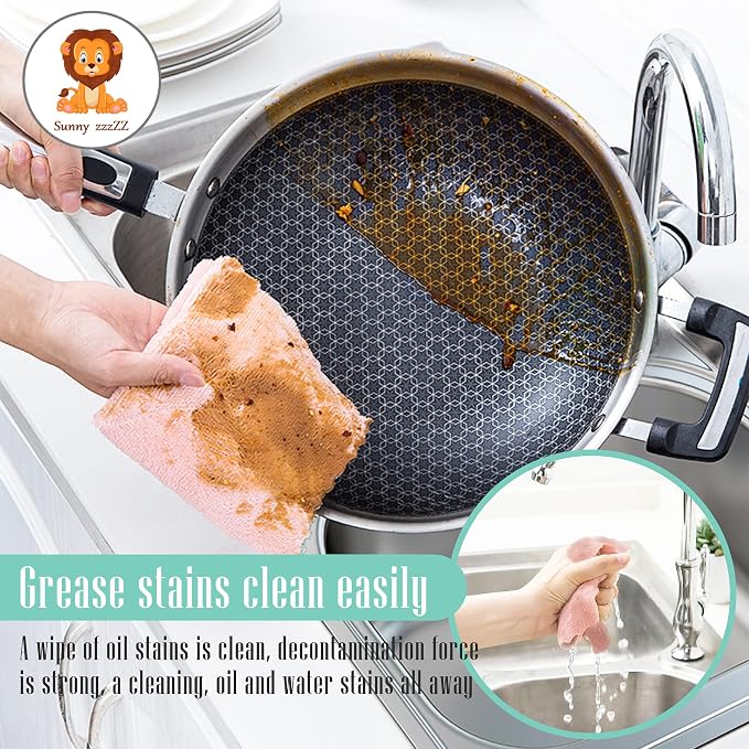 24 Pack Kitchen Dishcloths - Does Not Shed Fluff - Reusable Dish Towels, Dish cloths, Super Absorbent Coral Fleece Cleaning Cloths, Nonstick Oil Washable Fast Drying, 10 x 10 Inch (Multicolor)