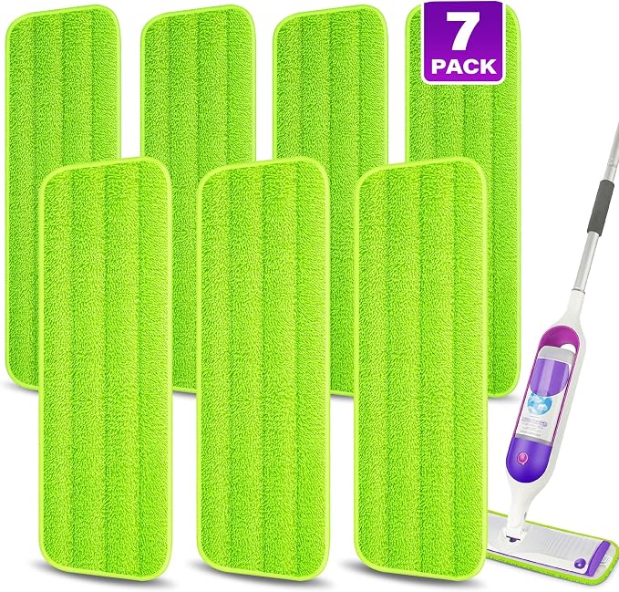 7 Pack Washable Microfiber Mop Pads for Swiffer PowerMop: Wet Mop Refills | Power Mop Refills Multi-purpose, Floor Mop Dust Mop Pads Reusable Replacement, for 13''-15'' Spray Mops Multi-surface Floors
