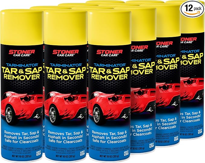 Stoner Car Care 91154-12PK Tarminator Tar, Sap, and Asphalt Remover – Fast Acting Tar and Sap Remover for Cars – Clear Coat Safe Auto Cleaner for Paint, Chrome and Wheels – 10 oz (Pack of 12)