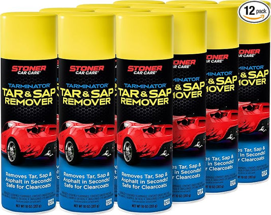 Stoner Car Care 91154-12PK Tarminator Tar, Sap, and Asphalt Remover – Fast Acting Tar and Sap Remover for Cars – Clear Coat Safe Auto Cleaner for Paint, Chrome and Wheels – 10 oz (Pack of 12)