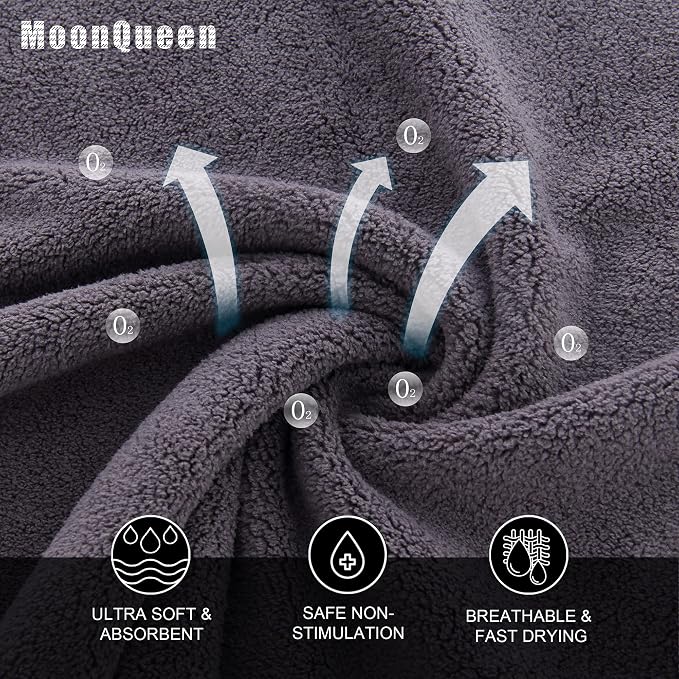 MOONQUEEN Ultra Soft Premium Washcloths Set - 12 x 12 inches - 72 Pack - Quick Drying - Highly Absorbent Coral Velvet Bathroom Wash Clothes (Grey)