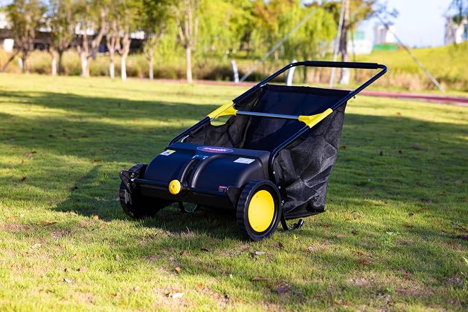 21' Splendor Lawn Sweeper Yard Sweeper Easy Leaf Collector for Lawn Stand up Design for Saving Storage