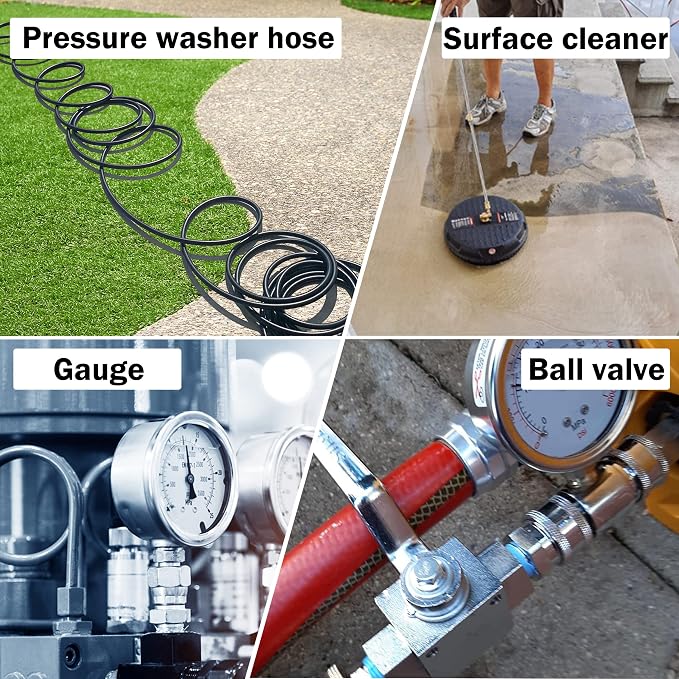 M MINGLE Pressure Washer Adapter Set, 2 Sets 3/8" NPT Quick Connect Fitting | Stainless Steel Pressure Washer Fittings, Male Power Washer Quick Disconnect Kit, Secure Ball Lock Connection, 5000 PSI