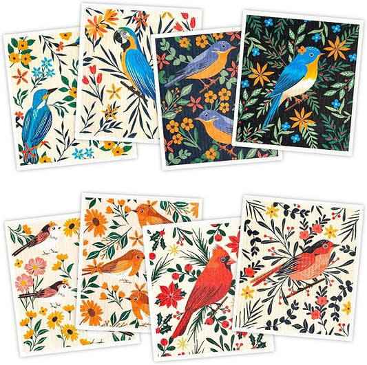 Swedish Dishcloths for Kitchen, 8 Pack Reusable Paper Towels Washable, Super Absorbent Kitchen Towels, No Odor, Biodegradable, Quick Drying, Dishwasher Safe