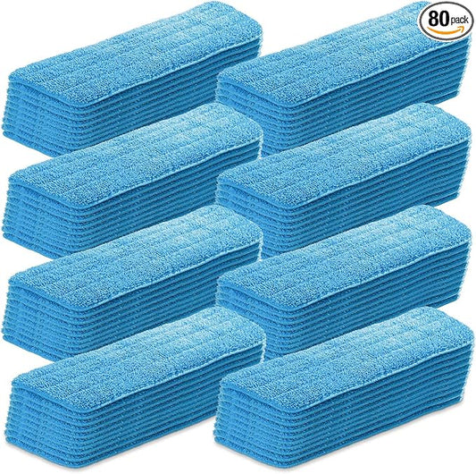 80 Pack Microfiber Mop Pads Machine Washable Cleaning Flat Mop Head Replacement Reusable Household Pads for Hardwood and Hard Surface Floor Cleaning and Scrubbing
