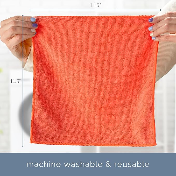S&T INC. Microfiber Cleaning Cloth, Bulk Microfiber Towel for Home, Reusable and Lint Free Cloth Towels for Car, Assorted Colors, 11.5 Inch x 11.5 Inch, 50 Pack