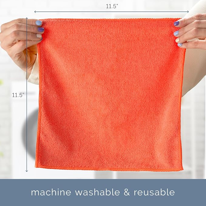 S&T INC. 25 Pack Microfiber Cleaning Cloth, Bulk Towels for Home, Reusable Microfiber Towels for Cars, Cleaning Rags, Assorted, 11.5 Inches x 11.5 Inches, 25 Count