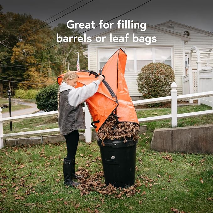 Leaf Tarp for Fast Yard Cleanup –Leaf Collection Tarp with 6 Handles & Ground Stakes – Lawn Leaf Bag for Raking, Garden Debris & Yard Waste Removal, Wind Proof, 4’ x 6’ Capacity