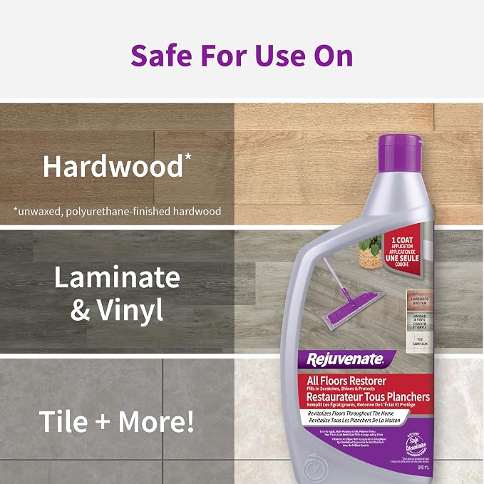 Rejuvenate All Floors Restorer, Fills Scratches, Shines & Protects, 6 Pack | 1-Coat Application Fills Scratches, Shines & Protects, Safe on Sealed Hardwood, Laminate, Vinyl, & Tile, Safe For Pets & Kids