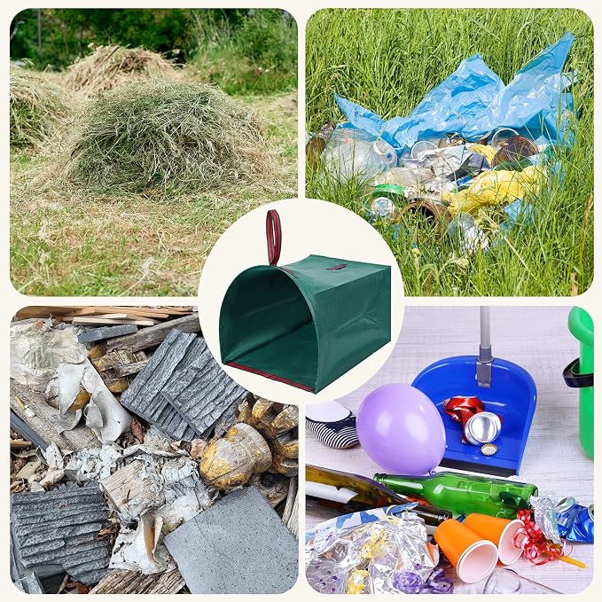 Dntorx 1 Pack 53 Gallon Reusable Yard Waste Bag, Leaf Bags With Handles | Dustpan-Style Opening, Heavy-Duty Pp, Standable And Foldable, For Leaves, Grass, And Yard Debris