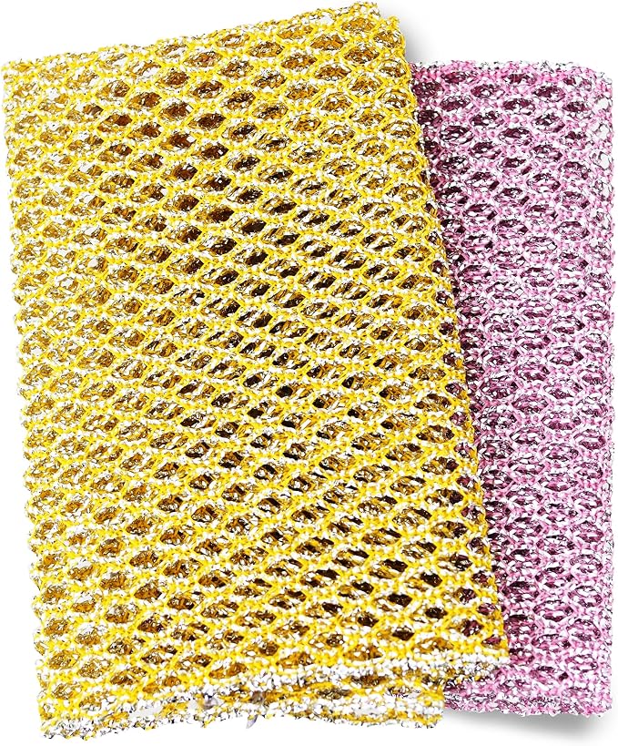 Non-Scratch Dish Scrubbers (3 Pcs) — Outlasts 7+ Sponges, Stays Odor-Free | Replace Smelly Kitchen Sponges | Non-Absorbent Mesh | Safe on Non-Stick, Cast Iron, Glass | Made in Korea Since 2012