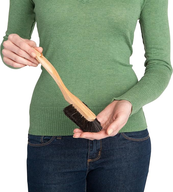 Redecker Dish Brush Set, Horsehair, Curved Handle, 2 Pack – Wrap-Around Design for Delicate Cleaning, Made in Germany
