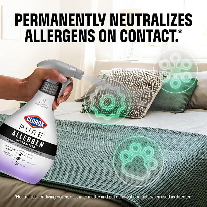 Clorox PURE Allergen Neutralizer Fabric and Carpet Spray, Nighttime Calm, 26 Fluid Ounces (Pack of 2)