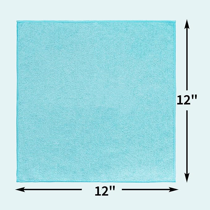 Microfiber Cleaning Cloth, 20 Pack Cleaning Rags, 12" x 12" Lint Free Shop Towels, Washable Reusable Microfiber Towels for Cars Kitchen Automotive House Office