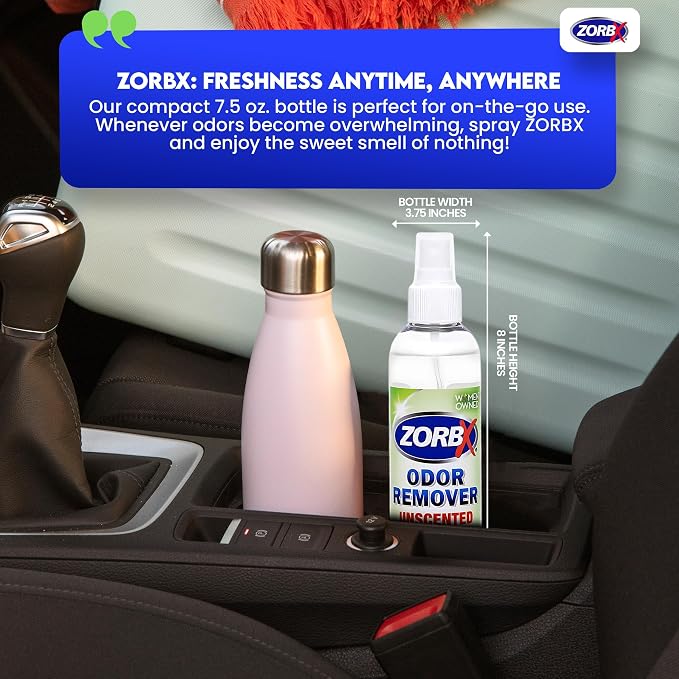 ZORBX Unscented Odor Eliminator 7.5 Oz 4-Pack, Multi-Room, Hospital-Grade | Permanent Odor Remover for Pet & Human Urine, Smoke & Strong Odors, Carpet, Upholstery, Mattress, Bathroom, Basement & More