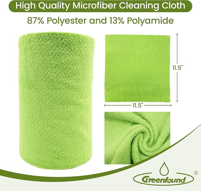 Greenfound Microfiber Cleaning Cloth Roll, 80 Pack Tear Away Towels, Reusable Washable Lint Free Scratch Free Absorbent Cleaning Rags for Kitchen Home Car Window Glass, 11.5 x 11.5 Inch Wave Green