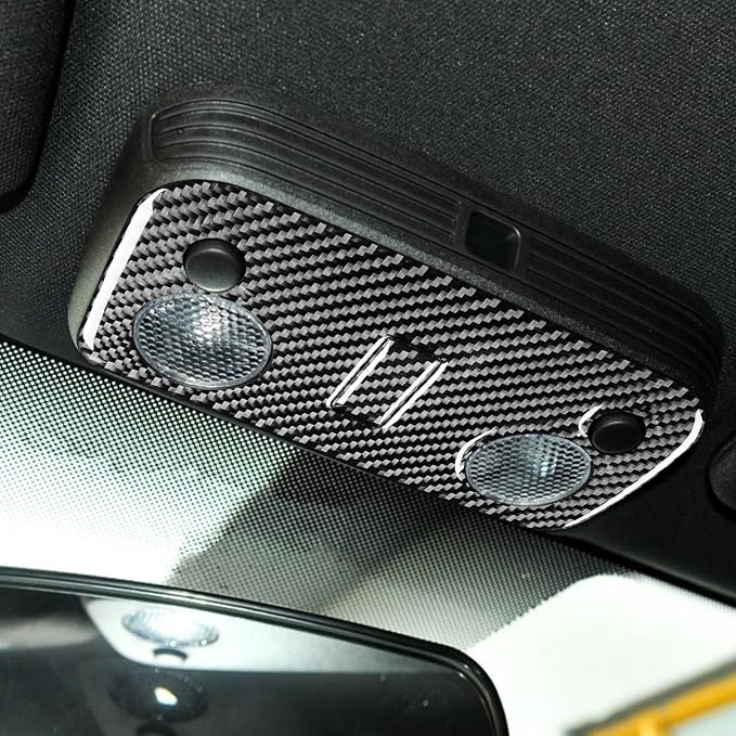 Real Carbon Fiber Trim for Ford Mustang GT Shelby Accessories | for 2005 2006 2007 2008 2009，Roof Reading Lamp Light，Thick Overlay Sticker Decal，2PCs