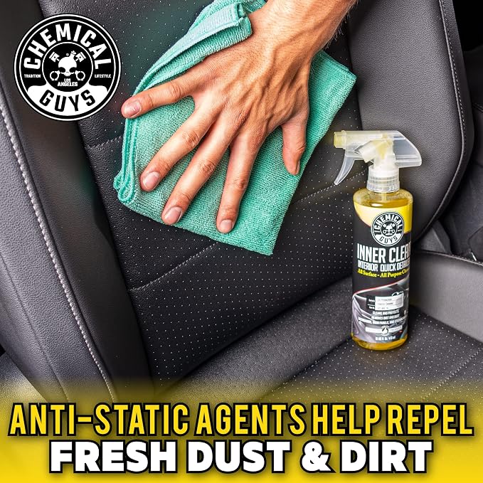 Chemical Guys, InnerClean Interior Quick Detailer & Protectant Spray, 16 oz | Spray-and-wipe detailer cleans and refreshes dashboards, door panels, seats and trim, leaving a non-greasy finish