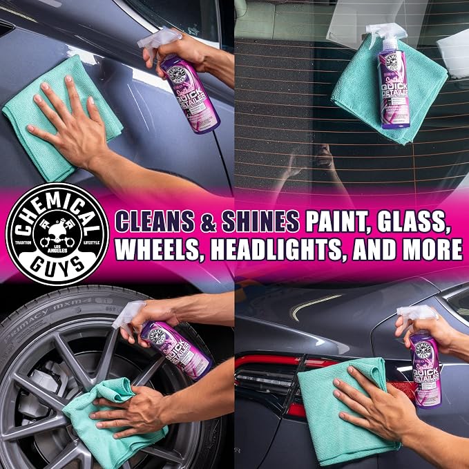 Chemical Guys, Synthetic Quick Detailer Spray, High Gloss & Slick, 16 oz | Spray-and-wipe detailer lifts dust, fingerprints and smudges while adding a streak-free synthetic-polymer gloss