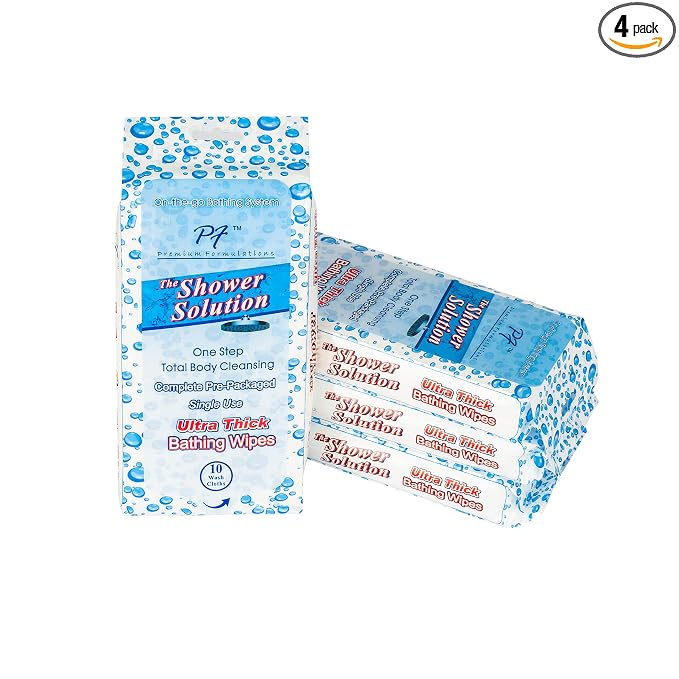 Shower Solutions - Adult Bathing Wipes, Extra Large and Extra Thick (40 wipes (4 Pack))