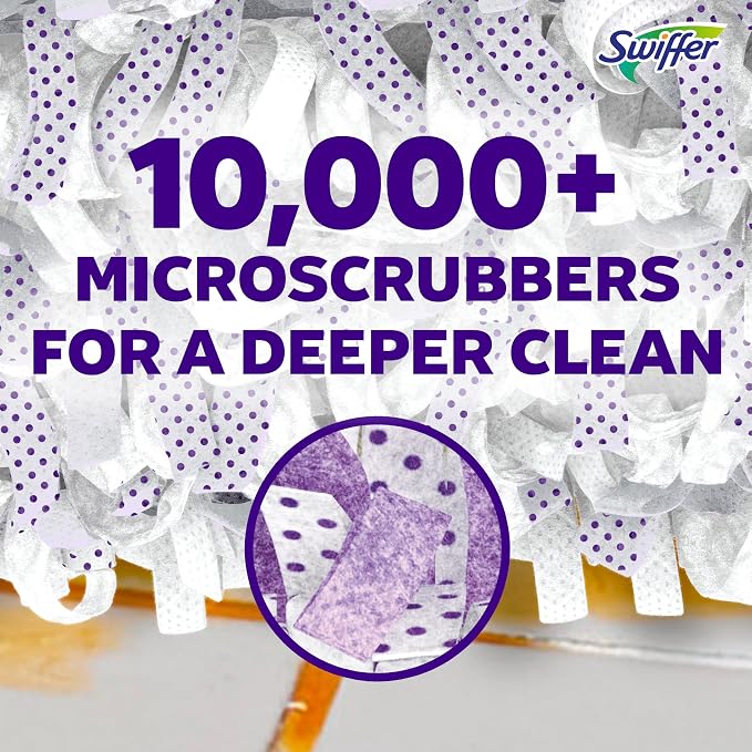 Swiffer PowerMop Multi-Surface Mopping Pad Refills for Floor Cleaning, Microfiber, 11 Count, White/Purple