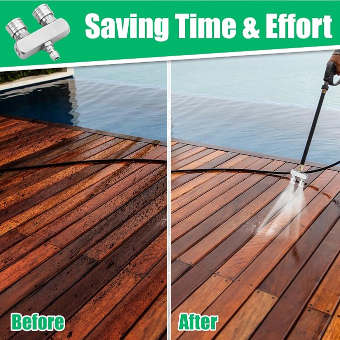 2-in-1 Pressure Washer Tips, 8 Nozzles, 1/4" Quick Connect | Dual Nozzle Body with 0°/15°/25°/40° Spray Tips for Cars, Driveways, Patios, and Suitable Hard-Surface Rinsing