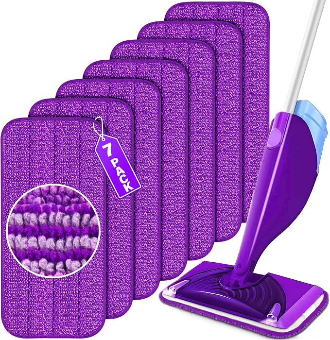 Reusable Mop Pads for Swiffer WetJet, Wet Pads Refills for 12'' Spray Mop, Microfiber Refill Machine Washable Up to 100+ Floor Cleaning for All Kinds of Floor Types, 7 Pack