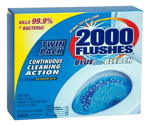 2000 Flushes Blue Plus Bleach Automatic Toilet Bowl Cleaner, 3.5 OZ TWIN-PACK (PACK OF 1), Net Weight: 7 Ounce