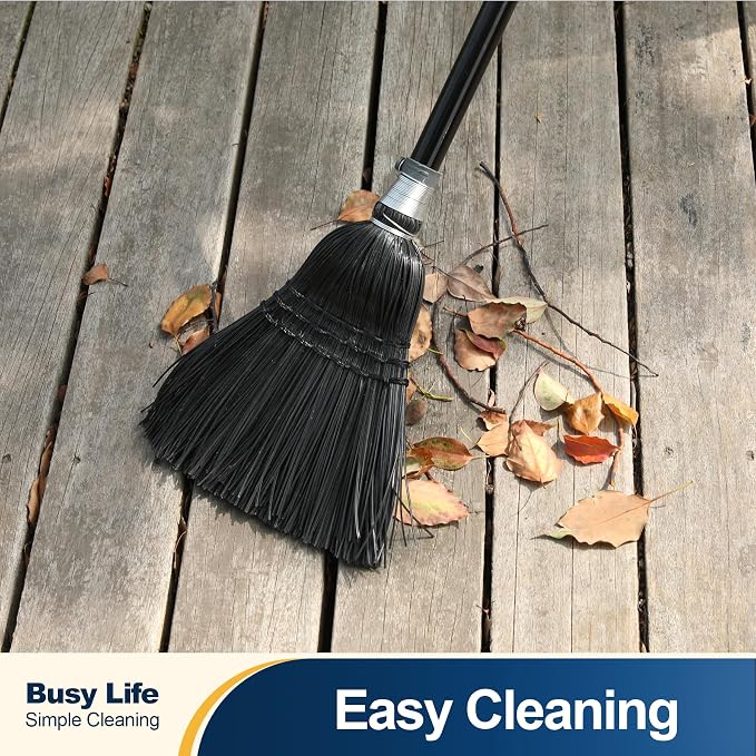 Yocada Broom Commercial Indoor Outdoor Broom 55.5 inch Tall Black | for Courtyard Garage Lobby Mall Market Floor Home Office Leaves Stone Dust Rubbish
