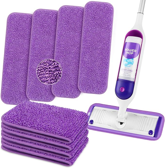 HOMEXCEL Microfiber Mop Pads 8 Pack for Swiffer PowerMop 13"-15" Washable | Dry & Wet Use, Machine Washable & Reusable, Effective Cleaning, Power Mop Pads Refills for Wood/Tile/Laminate/Marble