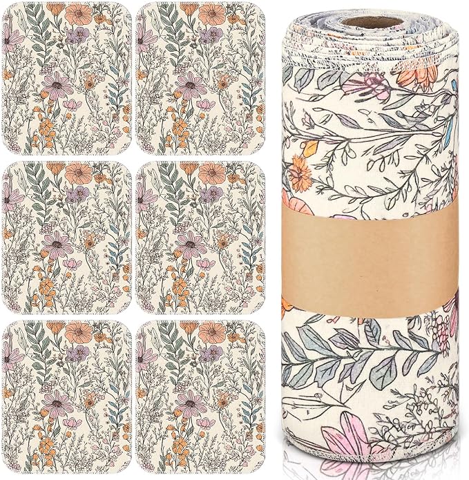 Reusable Cleaning Cloths Washable Cotton Kitchen Dish Towels for Home Party Supplies Bulk, 9.84x11.81in(36 Pack,Cute Wildflower)