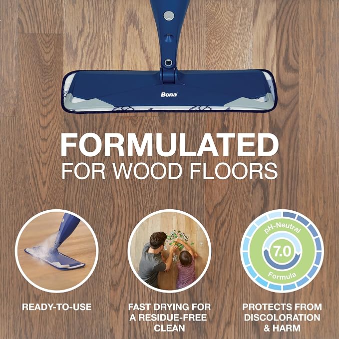 Bona Hardwood Floor Cleaner Refill - 96 fl oz - Unscented | Refill Spray Mops and Spray Bottles - Residue-Free Floor Cleaning Solution for Wood Floors