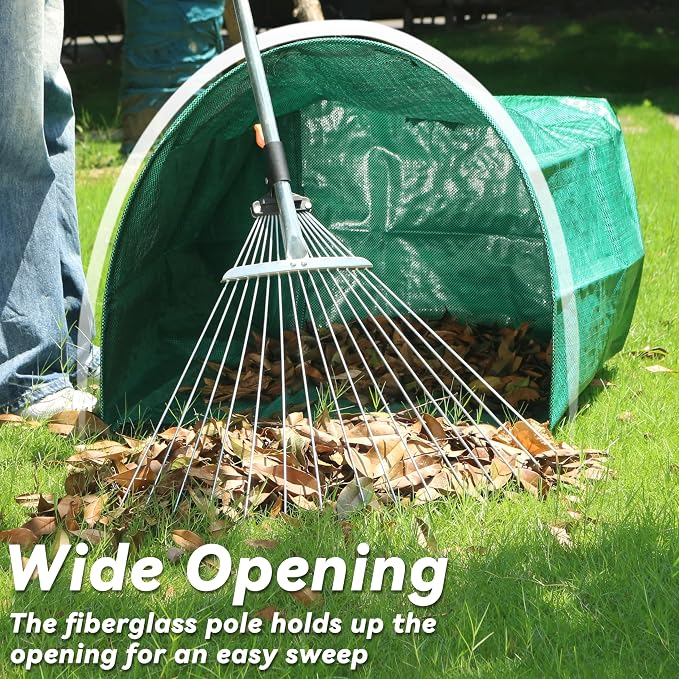 Reusable Leaf Bags 53 Gallon 2 Pack with Wide Opening | Foldable Garden Waste Bags for Lawn Cleanup, Holds Leaves, Grass Clippings and Yard Debris with Easy Storage Design