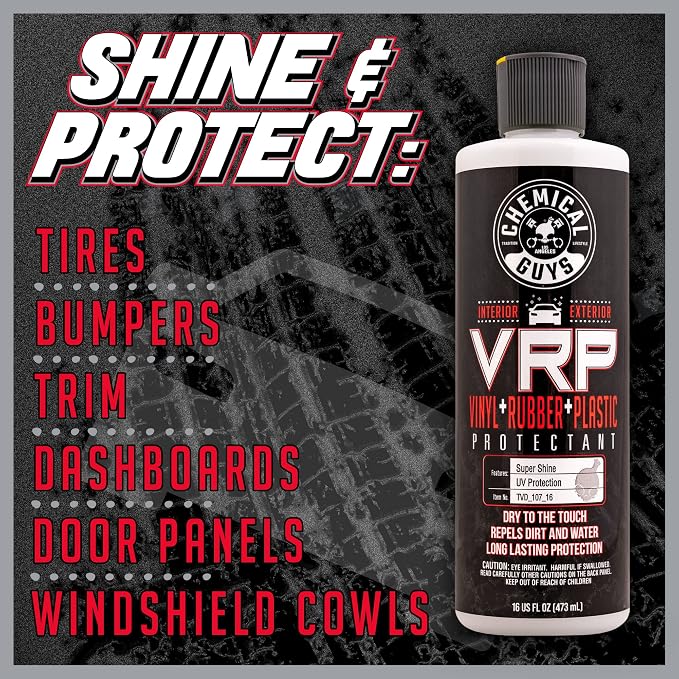 Chemical Guys, VRP Vinyl, Rubber & Plastic Dressing, Dry to Touch, 1 Gallon | Satin shine on tires, trim, dashboards and weatherstripping, non-greasy and dry to the touch, indoors or out